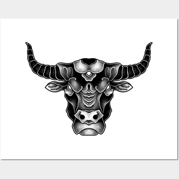 Dark Bull Wall Art by Sadhakaya